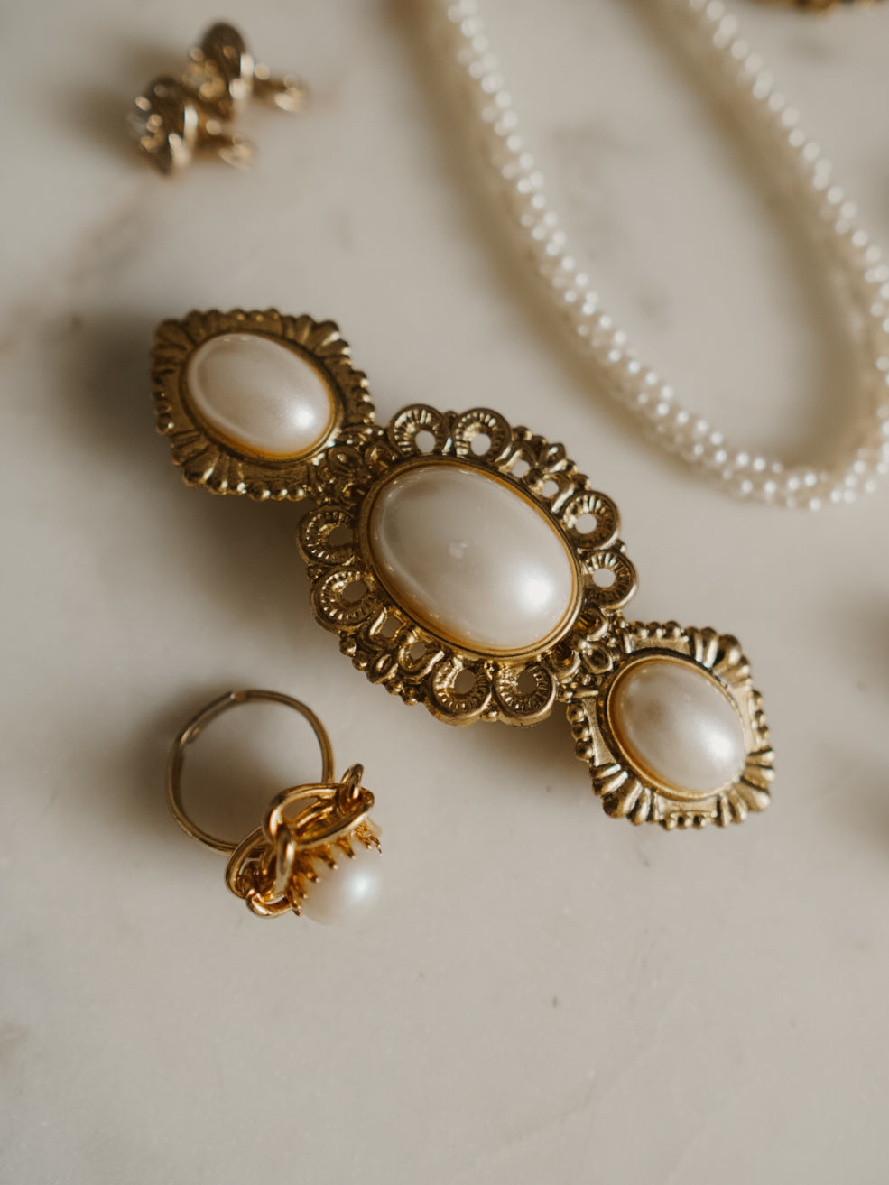 1990s Baroque Pearl Statement Barrette