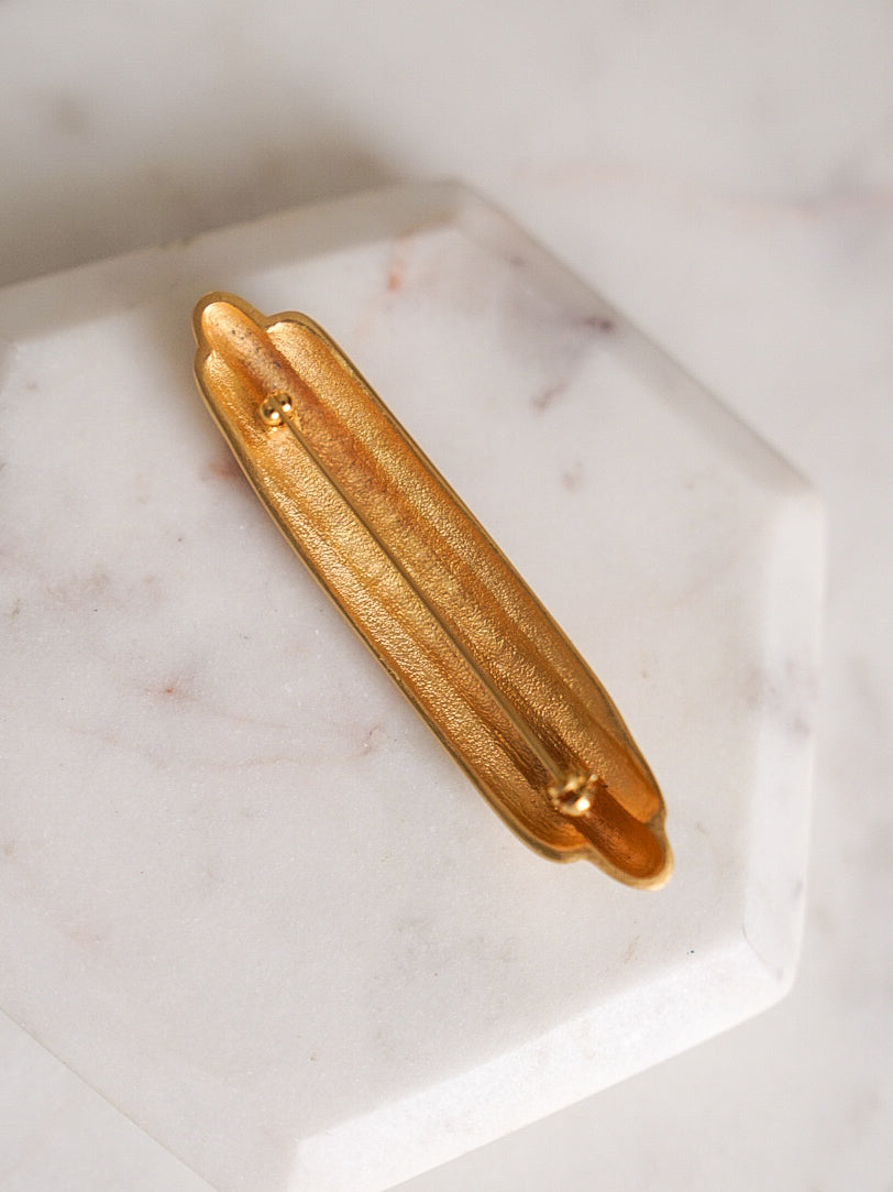 Vintage 1980s Matte Gold Baguette Brooch