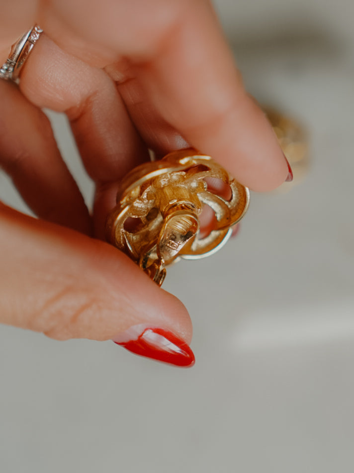 1970s MONET Gold Flower Clip-On Earrings