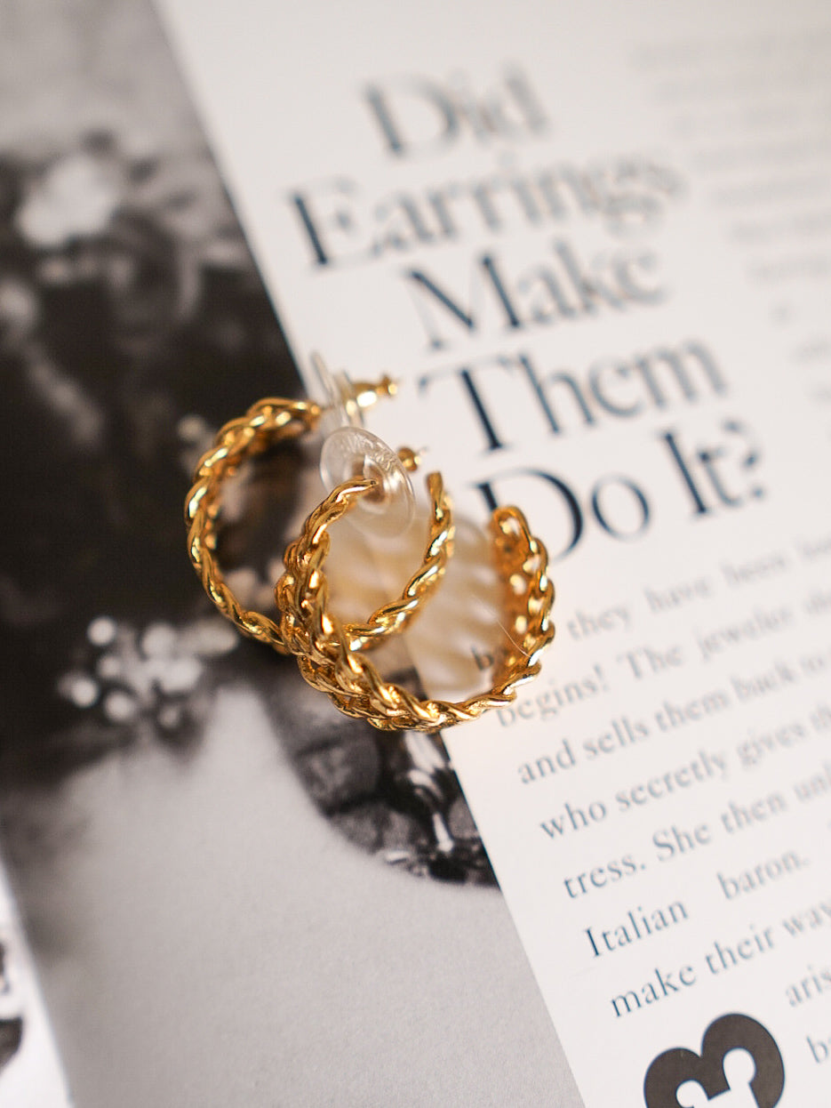 MONET Gold Chain-link Hoop Earrings