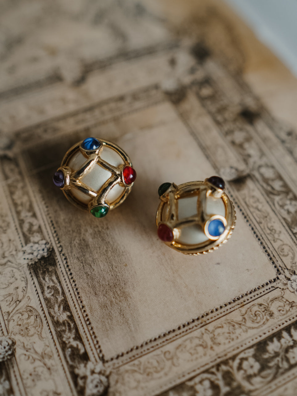 1980s CAROLEE Pearl & Jewel Clip-On Earrings