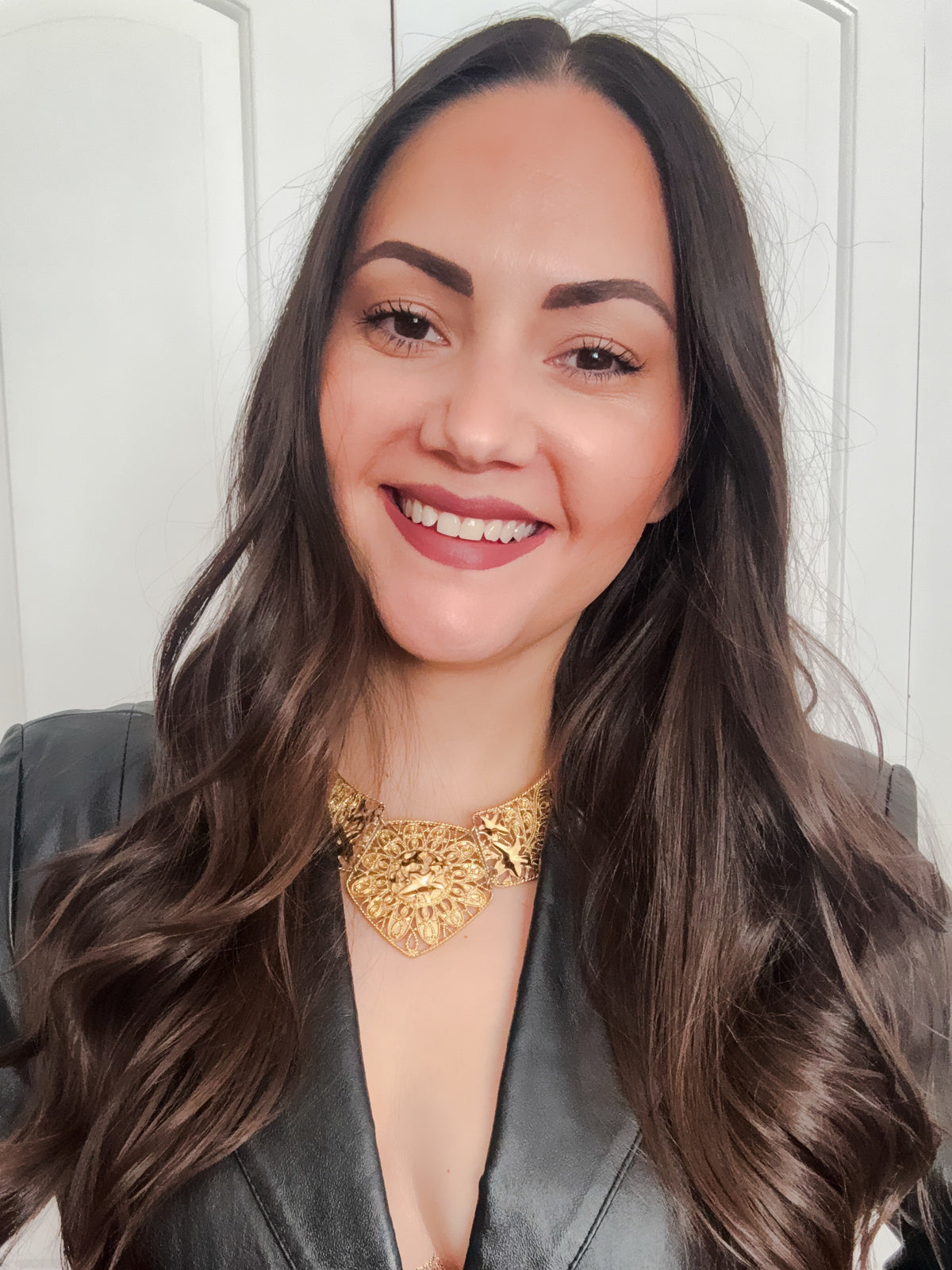 gold ornate collar statement necklace