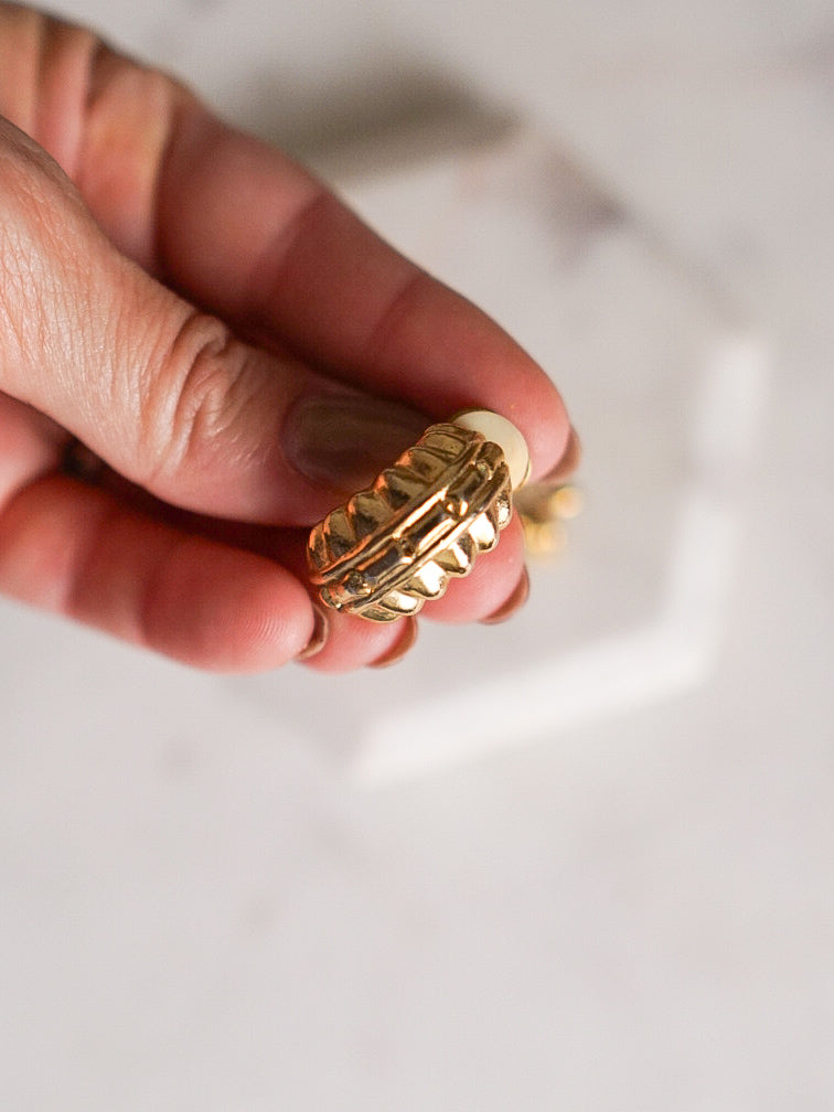 1980s Gold Croissant Half Hoop Clip-On Earrings