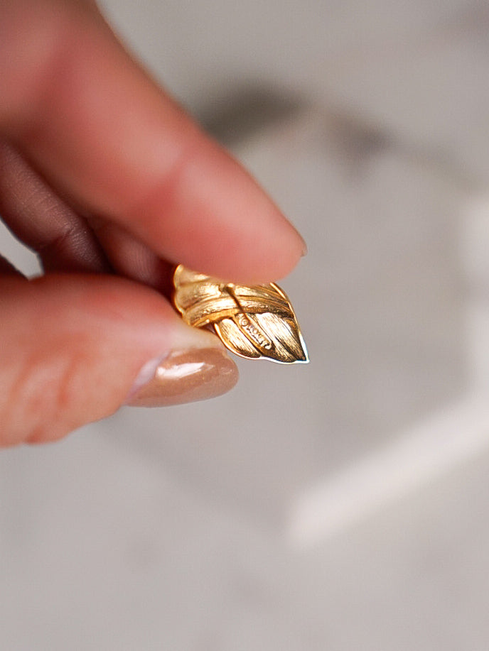 1980s MONET Gold Ribbed Stud Earrings