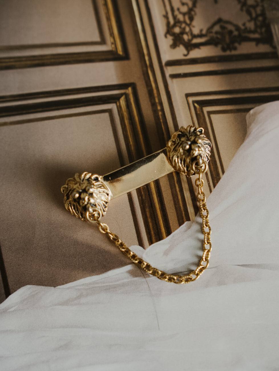 Vintage 1980s ANNE KLEIN Double Lion Head Polished Bar Pin