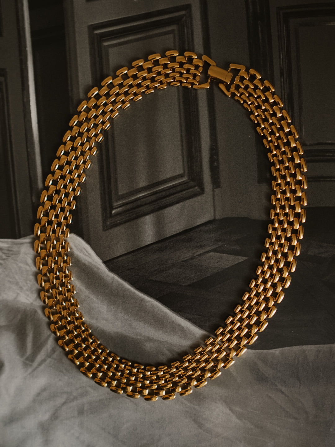 NAPIER Gold Panther Link Choker Necklace