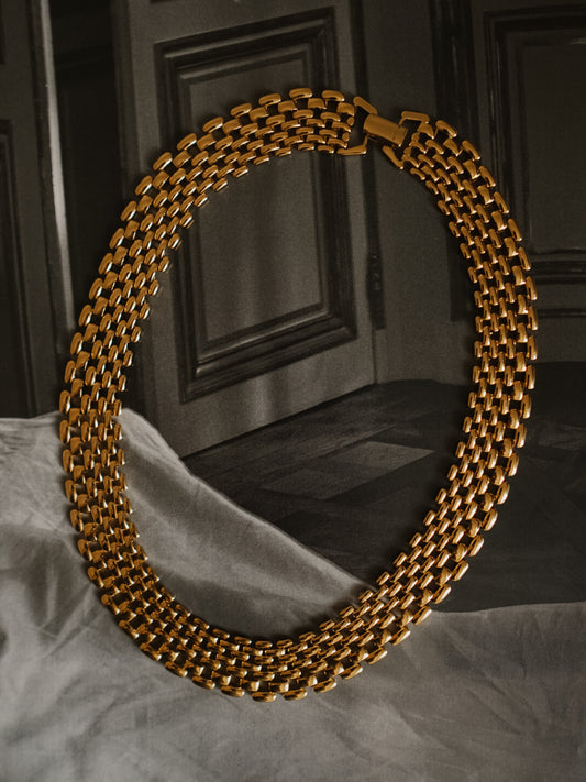 NAPIER Gold Panther Link Choker Necklace