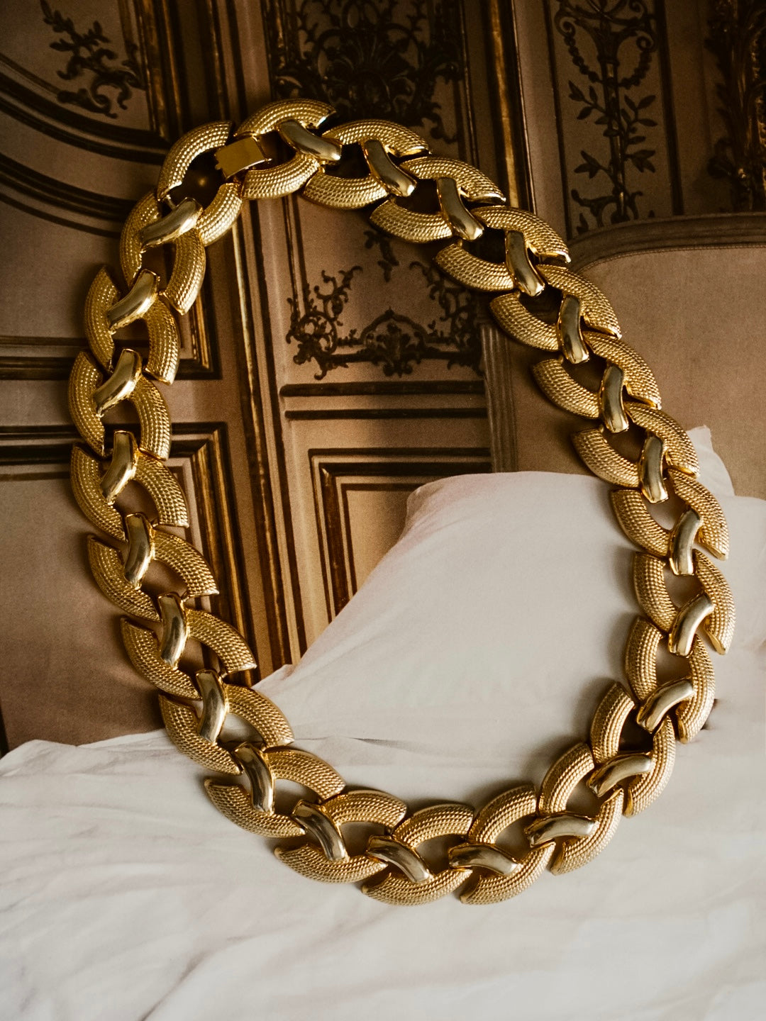 1980s Gold Textured Statement Necklace