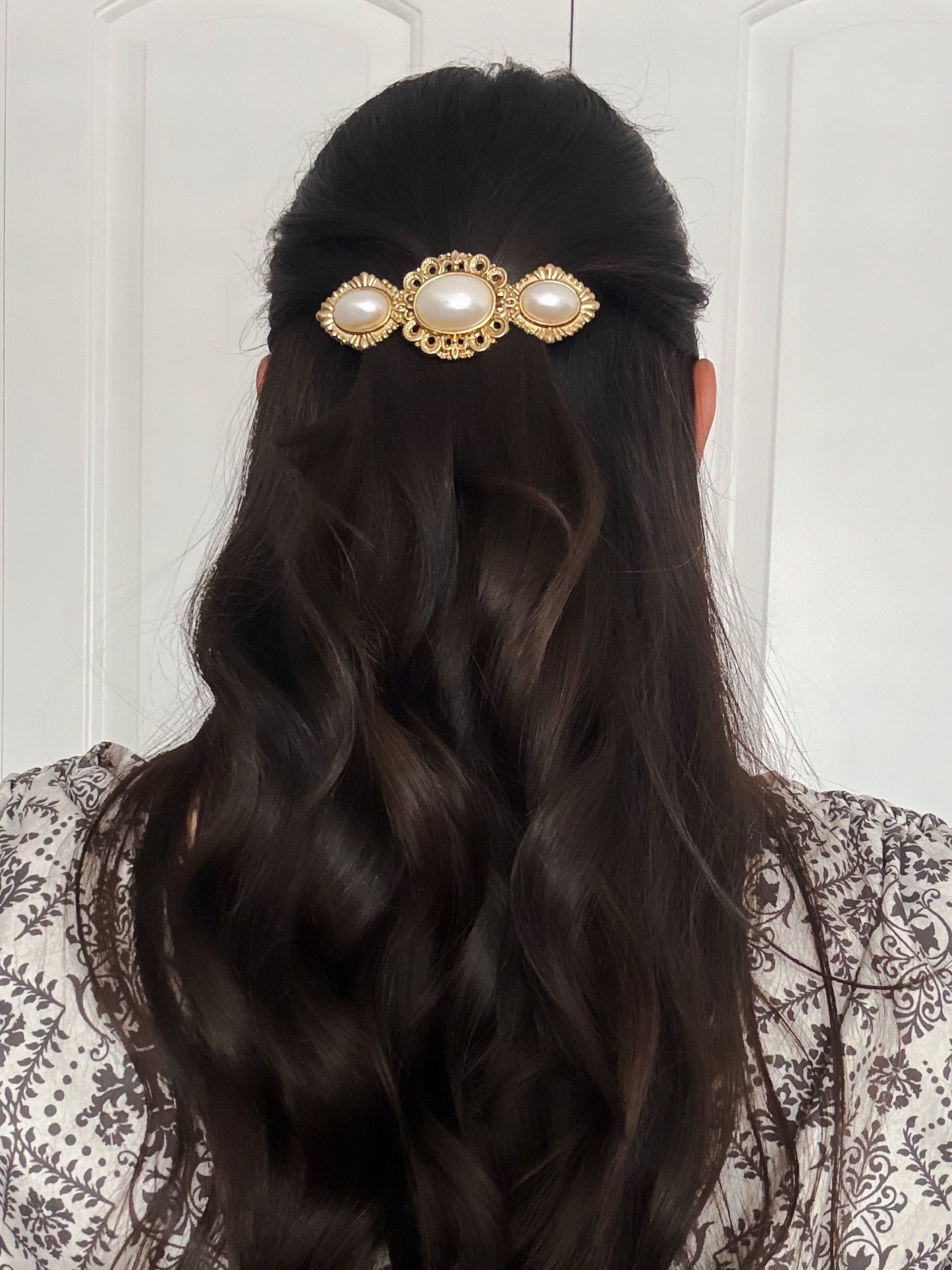 1990s Baroque Pearl Statement Barrette
