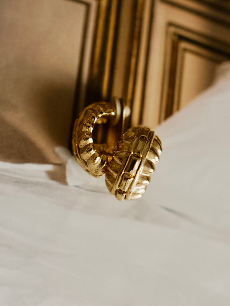 1980s Gold Croissant Half Hoop Clip-On Earrings