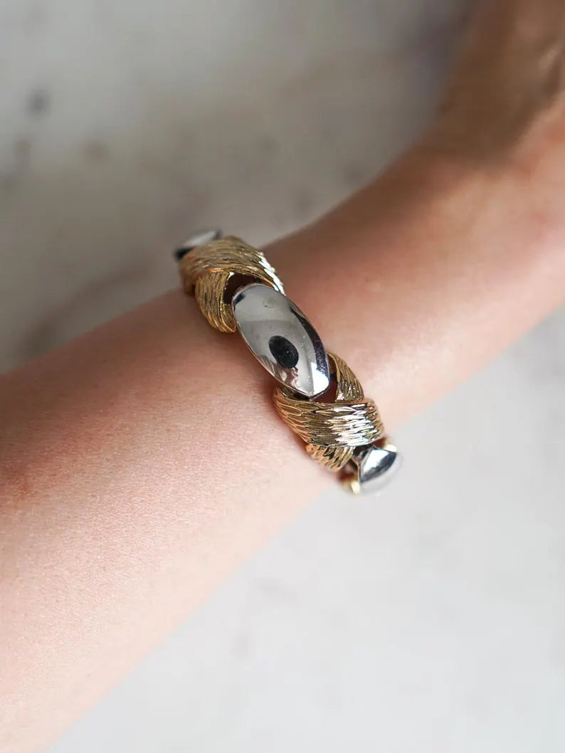 1980s NAPIER Mixed Metal Chunky Chainlink Bracelet
