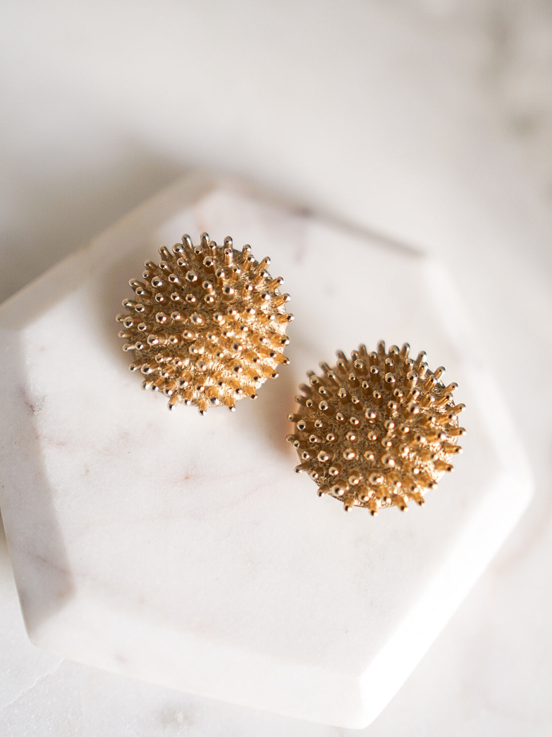 CASTLECLIFF Gold Spike Dome Clip-On Earrings