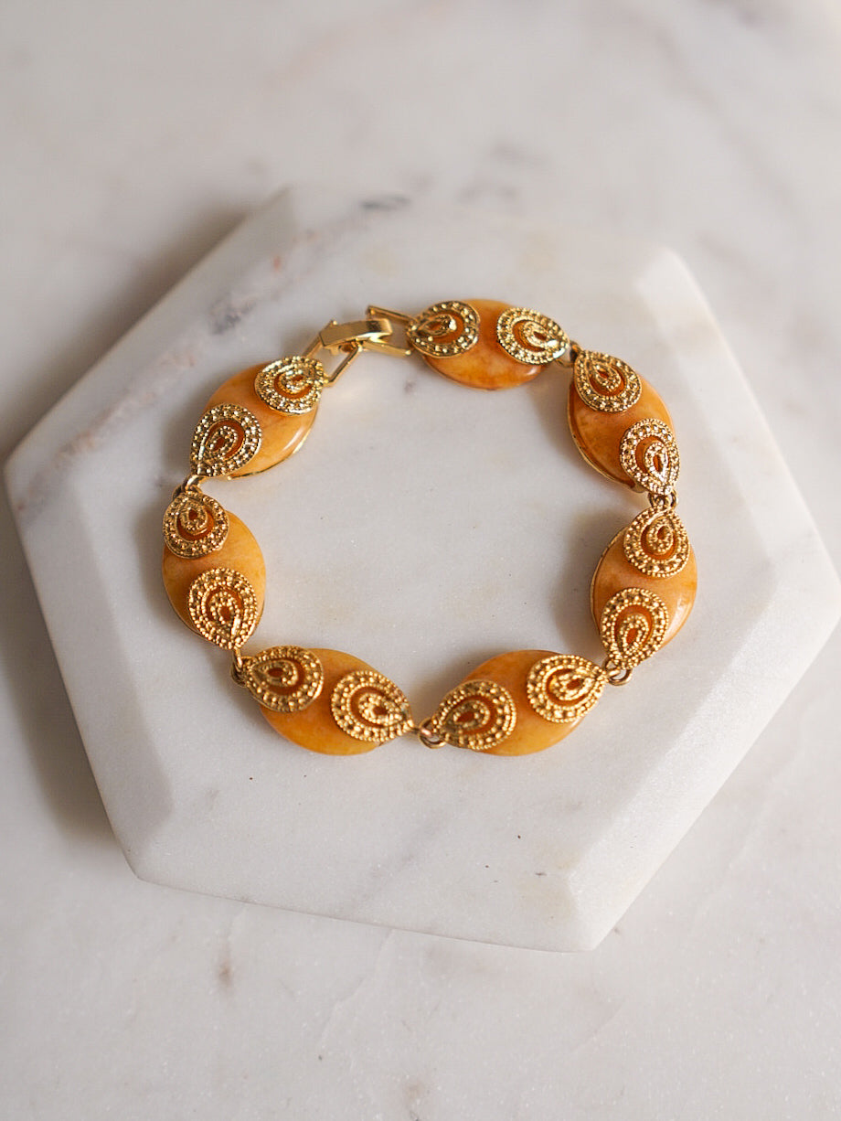 amber stone link bracelet