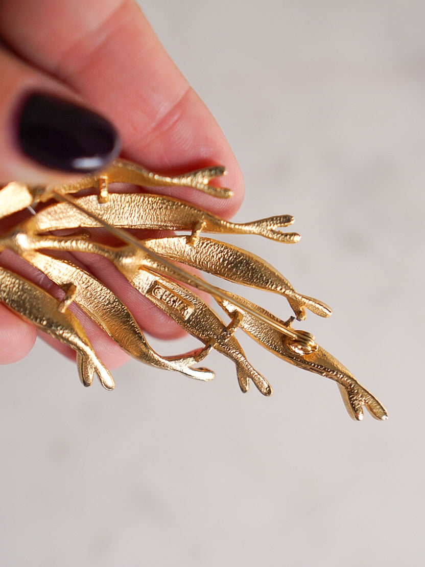 Lisner Gold Leaf Brooch