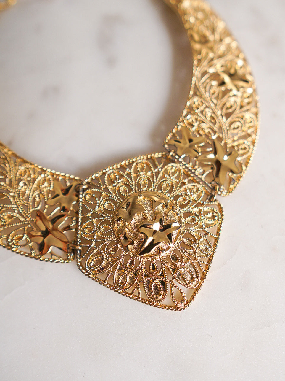 1980s Gold Filigree Necklace