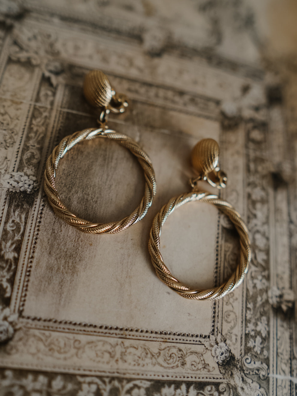 vintage gold statement clip-on earrings
