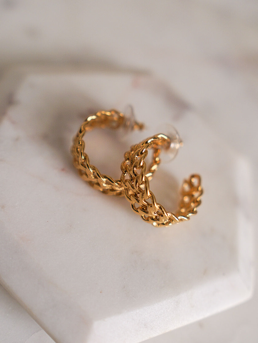 MONET Gold Chain-link Hoop Earrings