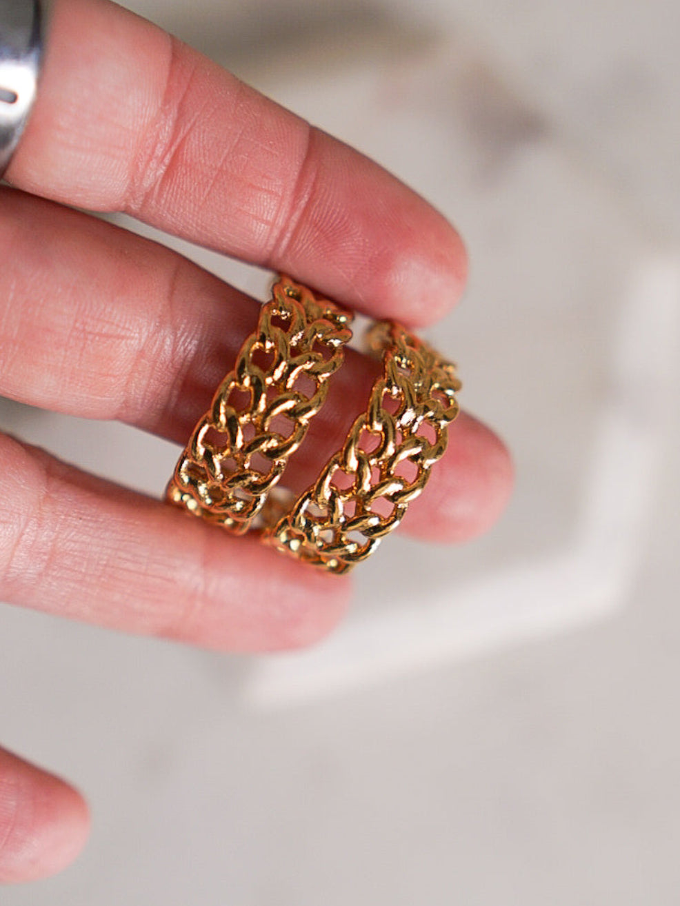 MONET Gold Chain-link Hoop Earrings