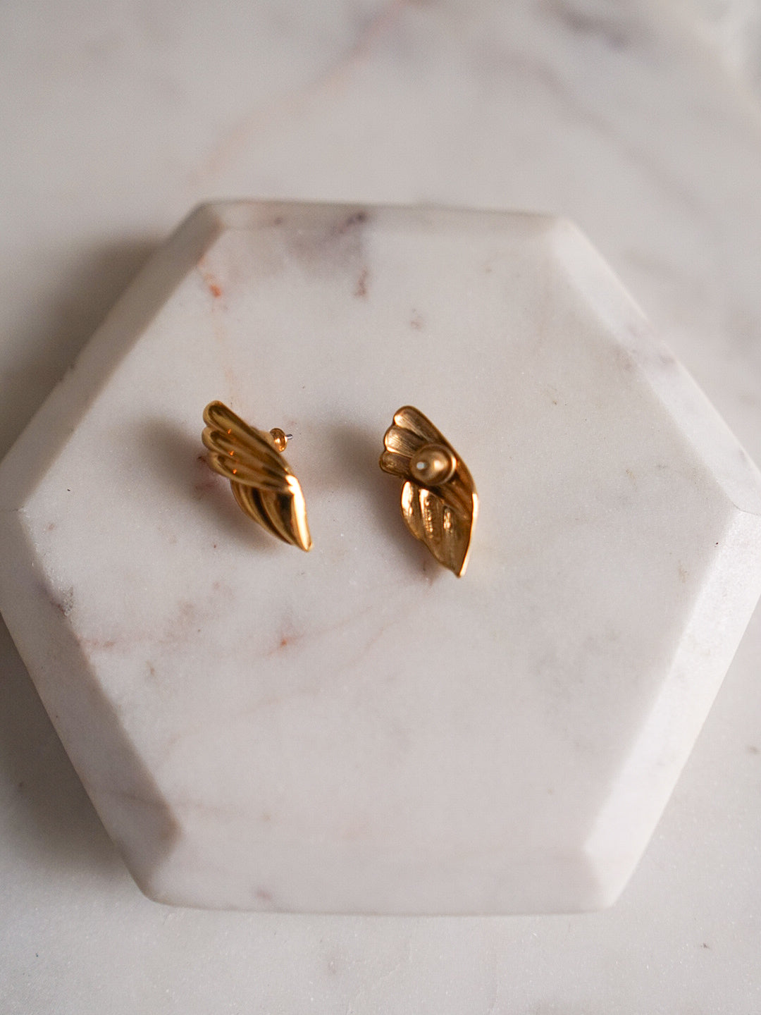 1980s MONET Gold Ribbed Stud Earrings