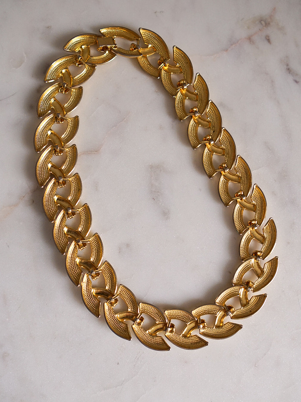 1980s Gold Textured Statement Necklace