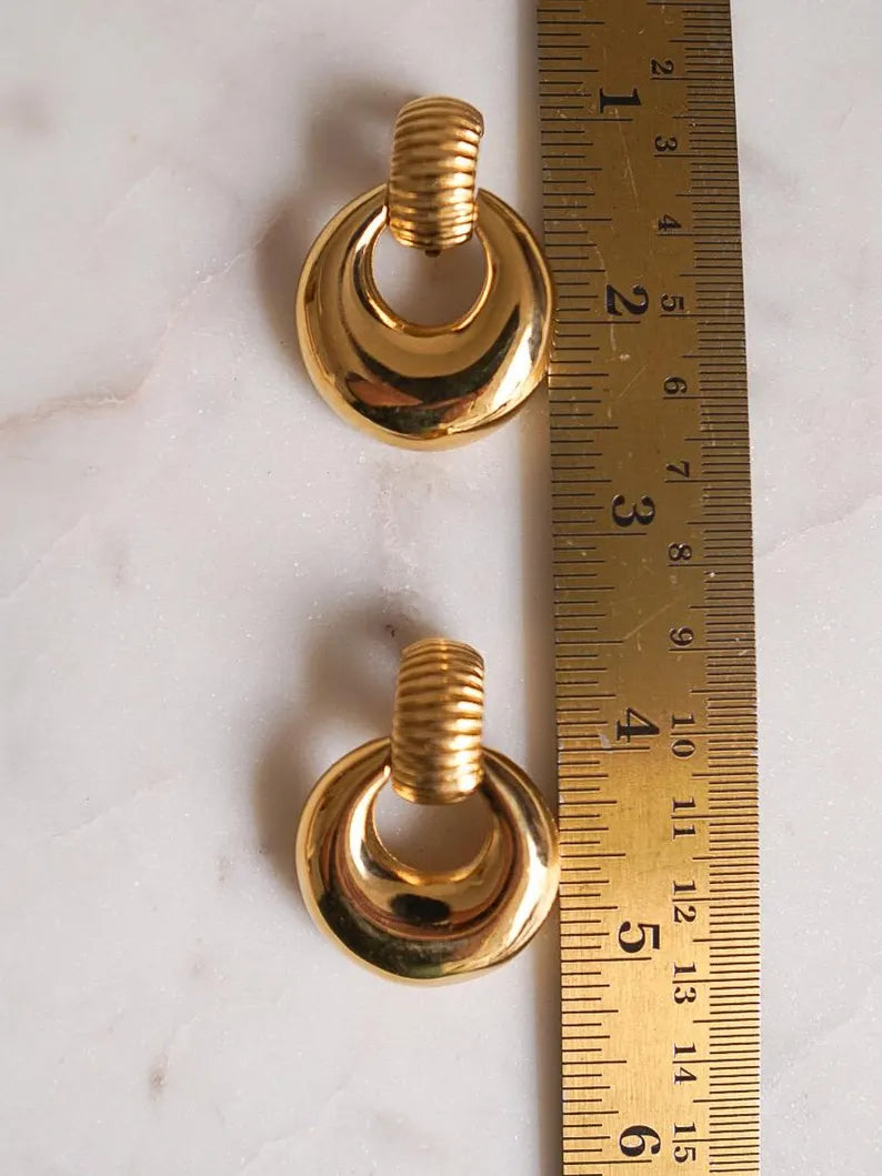 Vintage 80s Givenchy Gold Doorknocker Clip-On Earrings