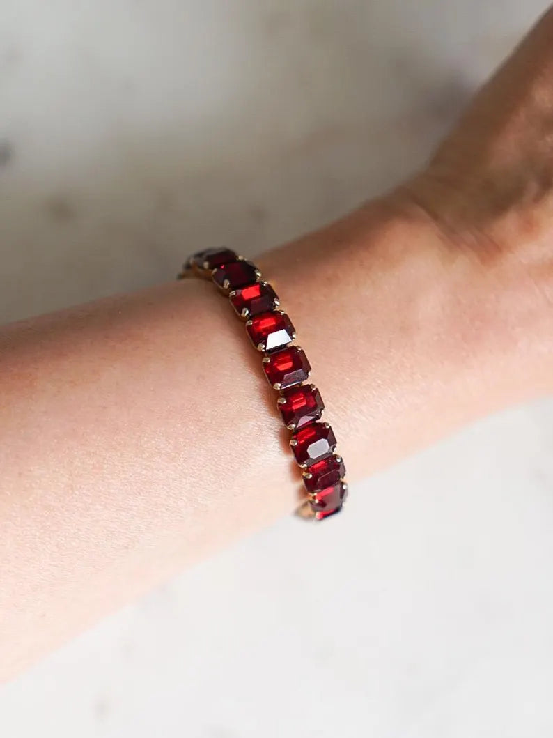 1960s EISENBERG Ruby Red Tennis Bracelet