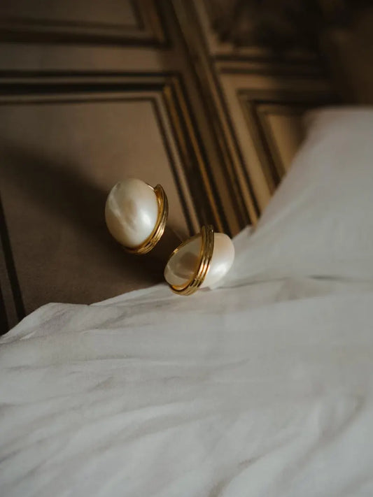 1980s MARVELLA Pearl Oval Studs