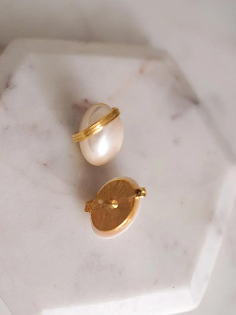 1980s MARVELLA Pearl Oval Studs