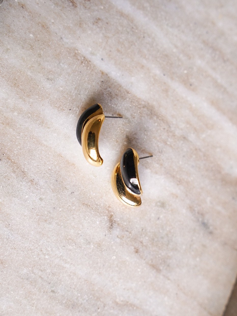 Vintage 80’s Black and Gold Earrings – The Happy Girl Shop